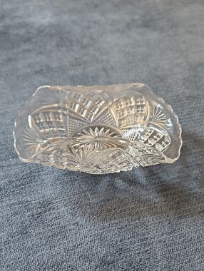 Antique EAPG 5.5" Glass Trinket Dish Tarentu's Virginia - Clear Crystal Pattern